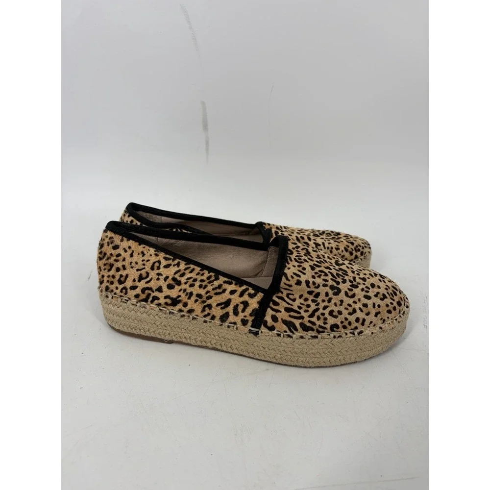 Gianni Bini Leopard Calf Hair Espadrille Platform Loafers Womens 7.5